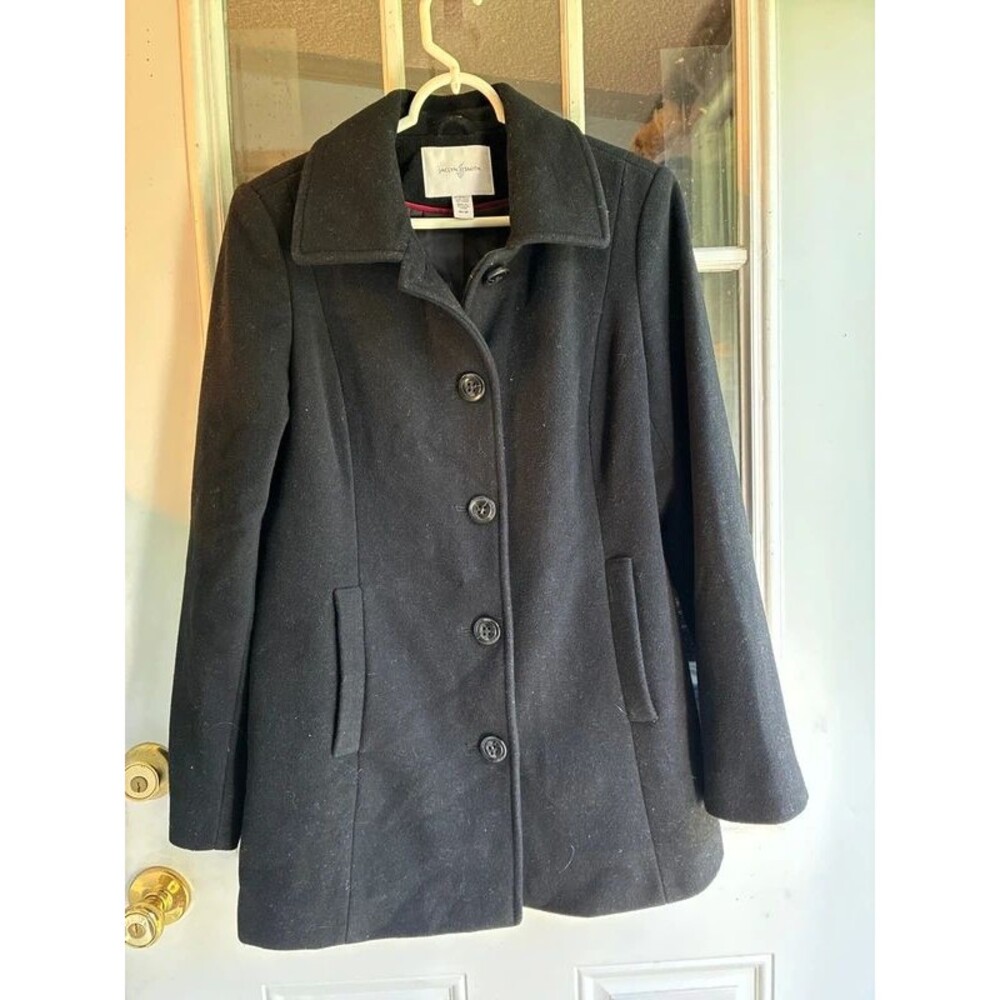 Jaclyn Smith black overcoat